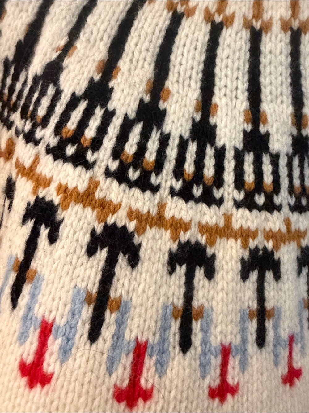 Tory Burch Cream Turtleneck Fair Isle Sweater with Black & Gold Accents - Picture 6 of 6